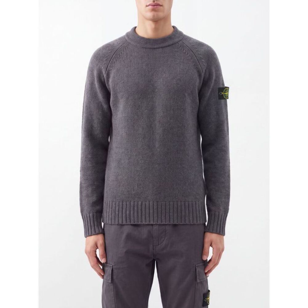 Stone Island Men Stone Island Crewneck Cotton Jumper With Compass Logo Patch